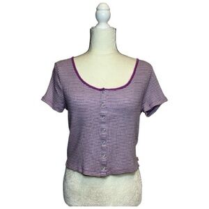 Levi's Short Sleeve Britt Striped Snap Front Top Size Medium